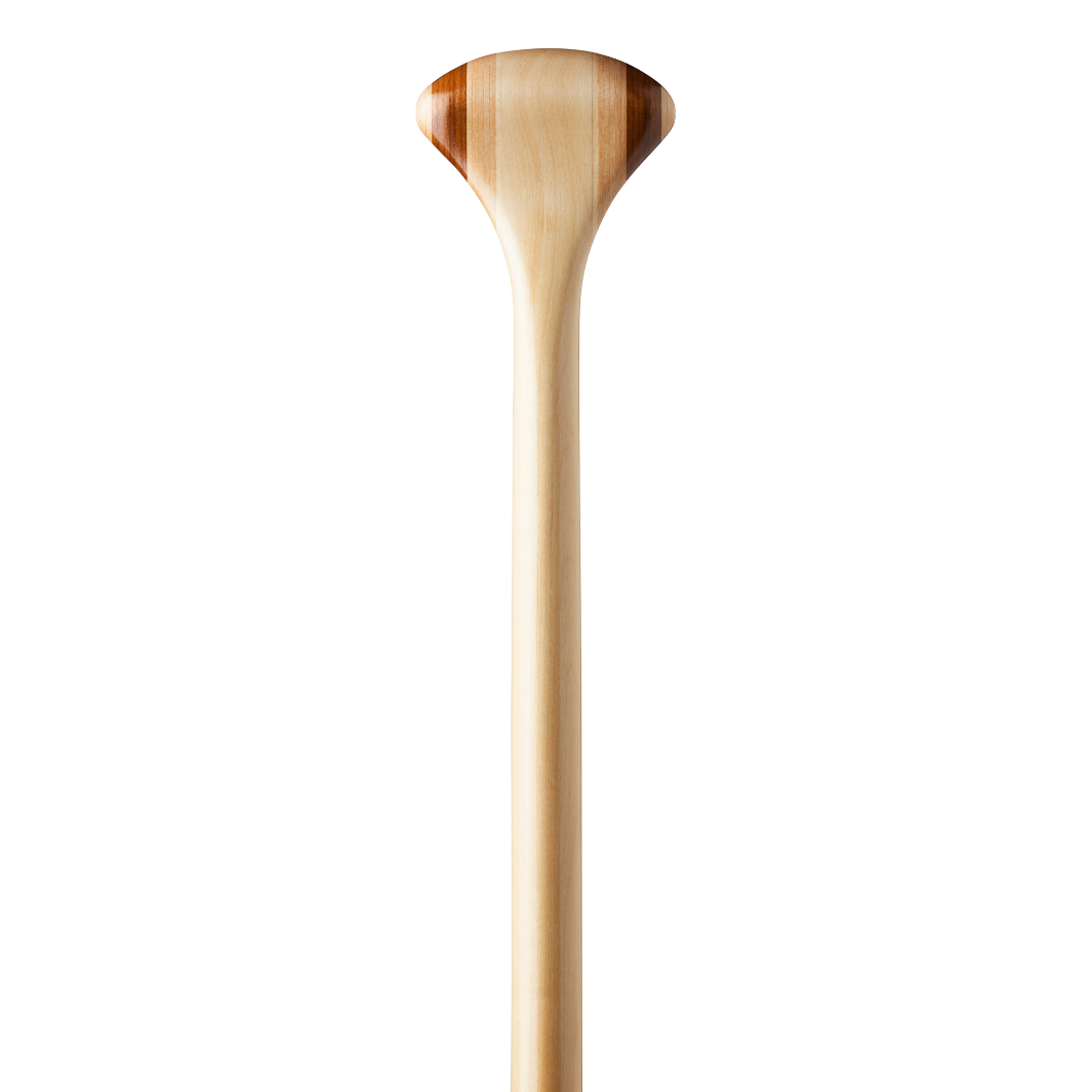 Java ST wooden canoe paddle grip from the front