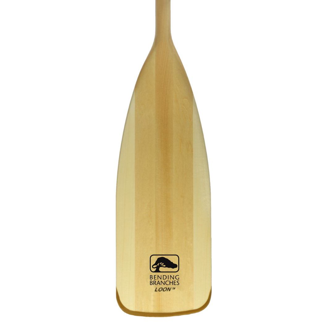 Loon wooden canoe paddle blade from the front