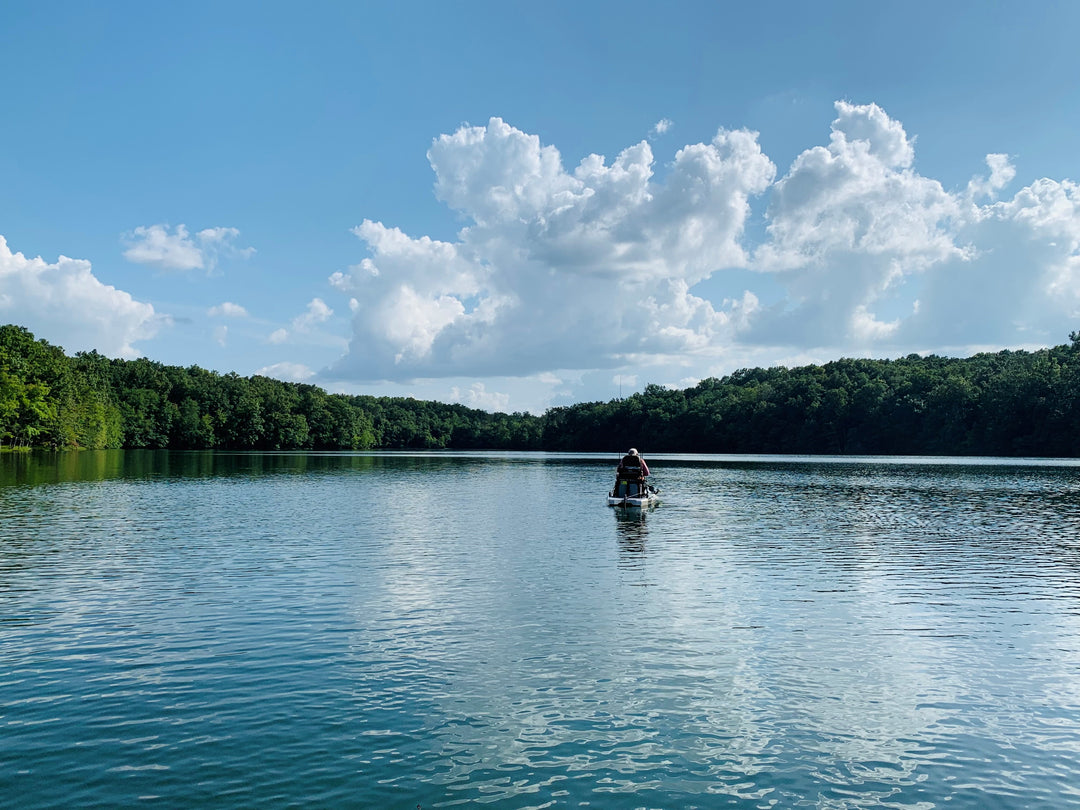 kayak fishing on a lake 