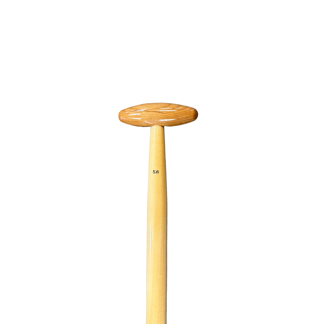 Expedition Plus wooden canoe paddle grip from the front (true T-grip) - new