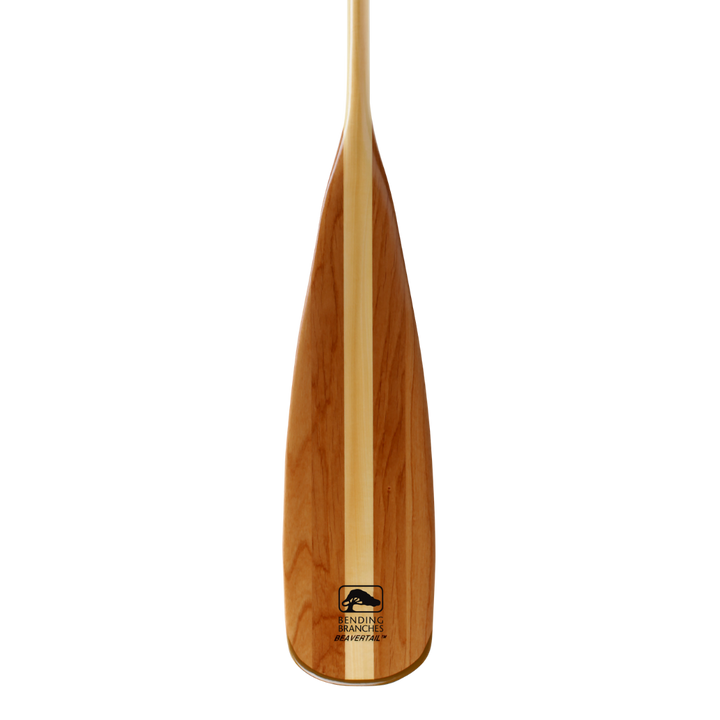 Beavertail wooden canoe paddle blade from the front