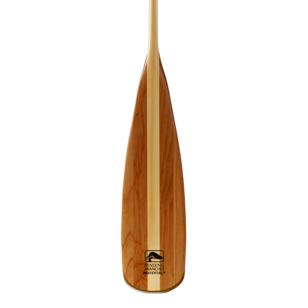 Beavertail wooden canoe paddle blade from the front