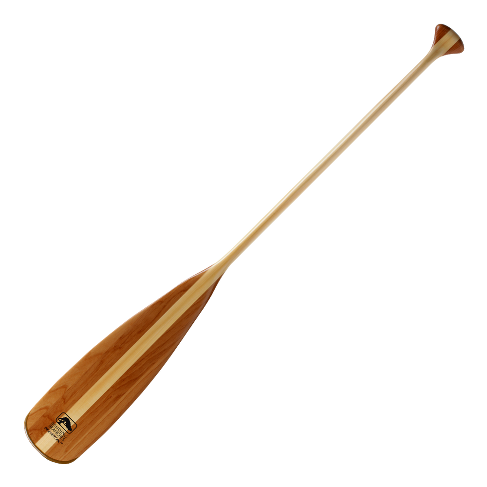 Beavertail wooden canoe paddle full paddle blade to grip from the front