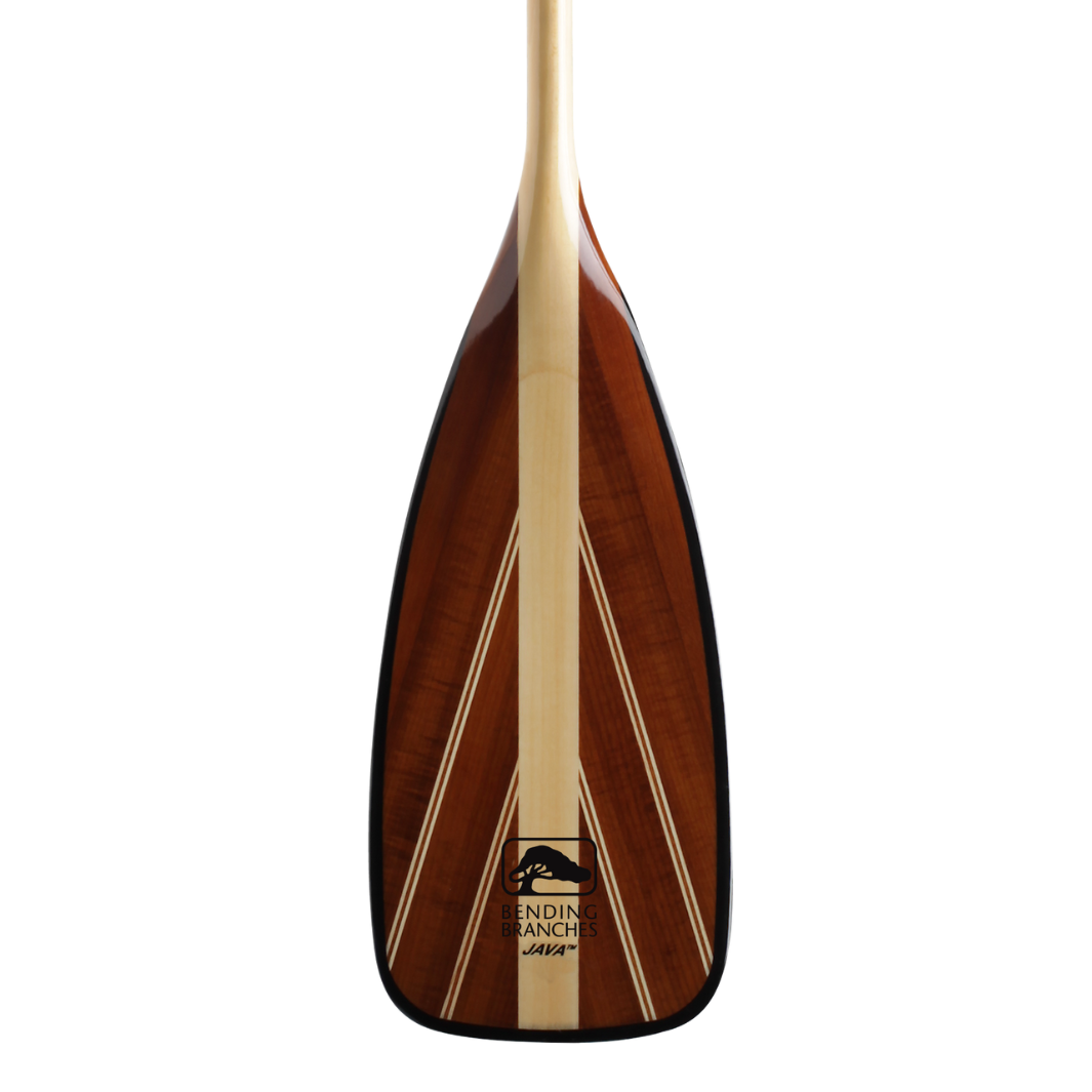 Java wooden canoe paddle blade from the front