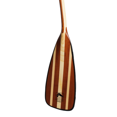 Viper wooden canoe paddle blade angled to see the bend