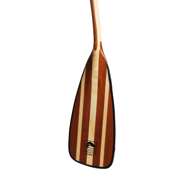 Viper wooden canoe paddle blade angled to see the bend